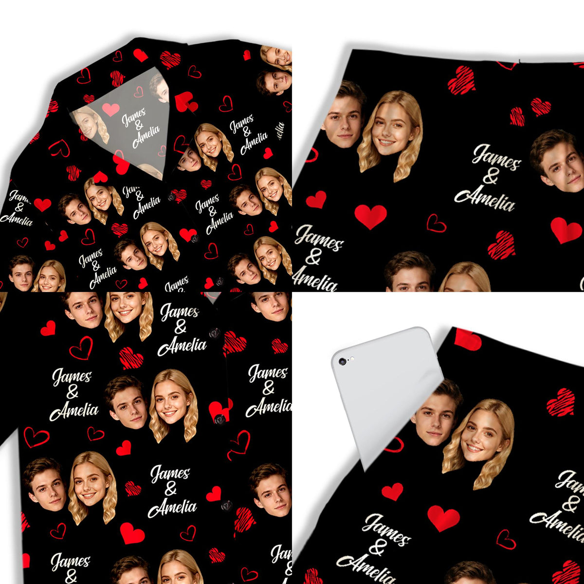 Custom Face Pajama Set, Personalized Photo Pajamas, Christmas Sleeping Matching Set For Couple