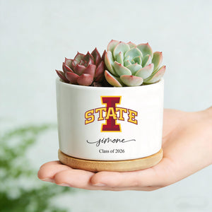 Personalized College Logo Plant Pot, University Pride Ceramic Pot, Custom 2026 Graduation Gifts, Class of 2026, College High School Grad Gifts