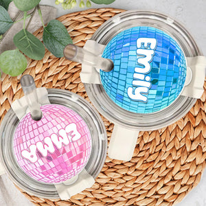 Personalized Disco Ball Tumbler Name Tag, Tumbler Plate Topper, Custom Name Tumbler Tag For Her