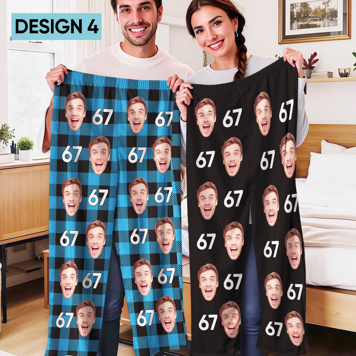 Personalized 67 Meme Pajamas, Custom Face Christmas Pajama Pants