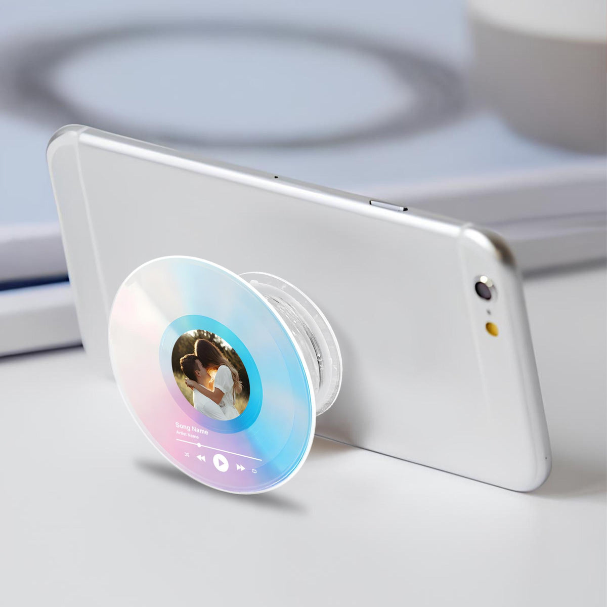 Personalized Photo & Song Vinyl Record Phone Grip, Custom Photo Music Vinyl Record, Phone Accessory for Music Lover, Couple Gift