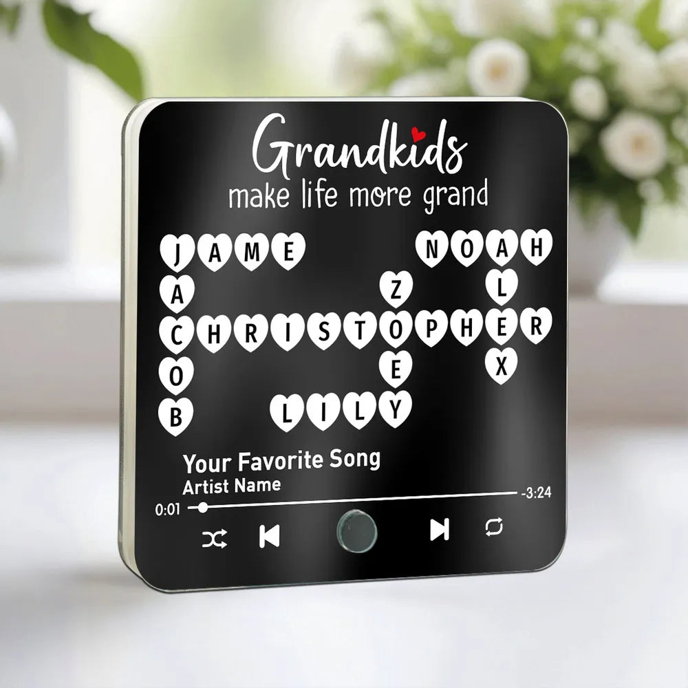 Grandkids Make Life More Grand - Personalized Music Fridge Magnet - Gift For Grandma, Mother's Day, Birthday Gift