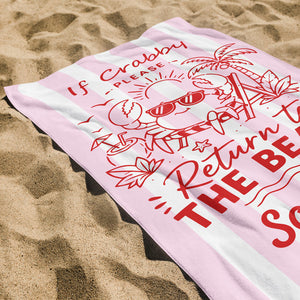 If Crabby Please Return To The Beach, Personalized Beach Towel, Summer Gift For Family, Friends