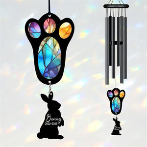 Personalized Pet Memorial Wind Chime, Remembrance Wind Chime, Pet Suncatcher Wind Chime, Bunny Paw, Bunny Loss, Bunny Memorial