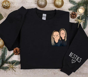 Custom Outline Bestie Sweatshirt, Custom Photo Best Friend Sweatshirt, Soul Sister Sweater, Best Friend Hoodie, Gift for Best Friend, BFF