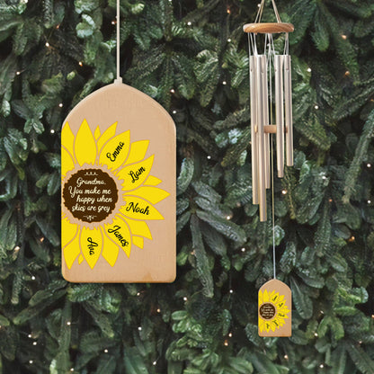 You Make Me Happy Sunflower - Personalized Windchime - Gift For Mom, Mother's Day, Birthday Gift