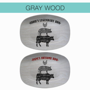 BBQ Grilling Serving Platter, Personalized Serving Tray, Father's Day BBQ Gift, Grilling Plate, Gifts for Him, Cow Pig Chicken Butcher Cuts