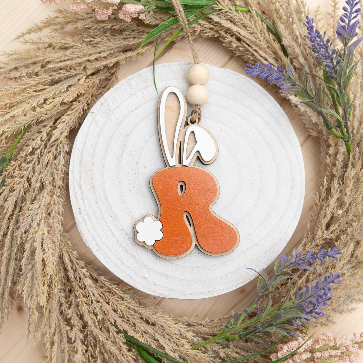 Personalized Bunny Letter Easter Basket Tag, Custom Wood Name Tag, Gift For Kid, Gift For Baby