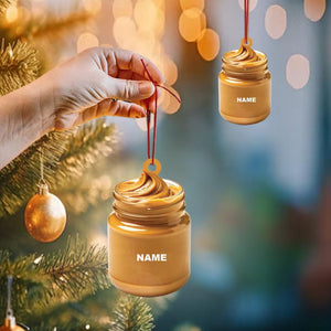 Personalized Peanut Butter Ornament, Peanut Butter Christmas Decor, Peanut Butter Car Decor, Xmas Peanut Butter Lover Gift