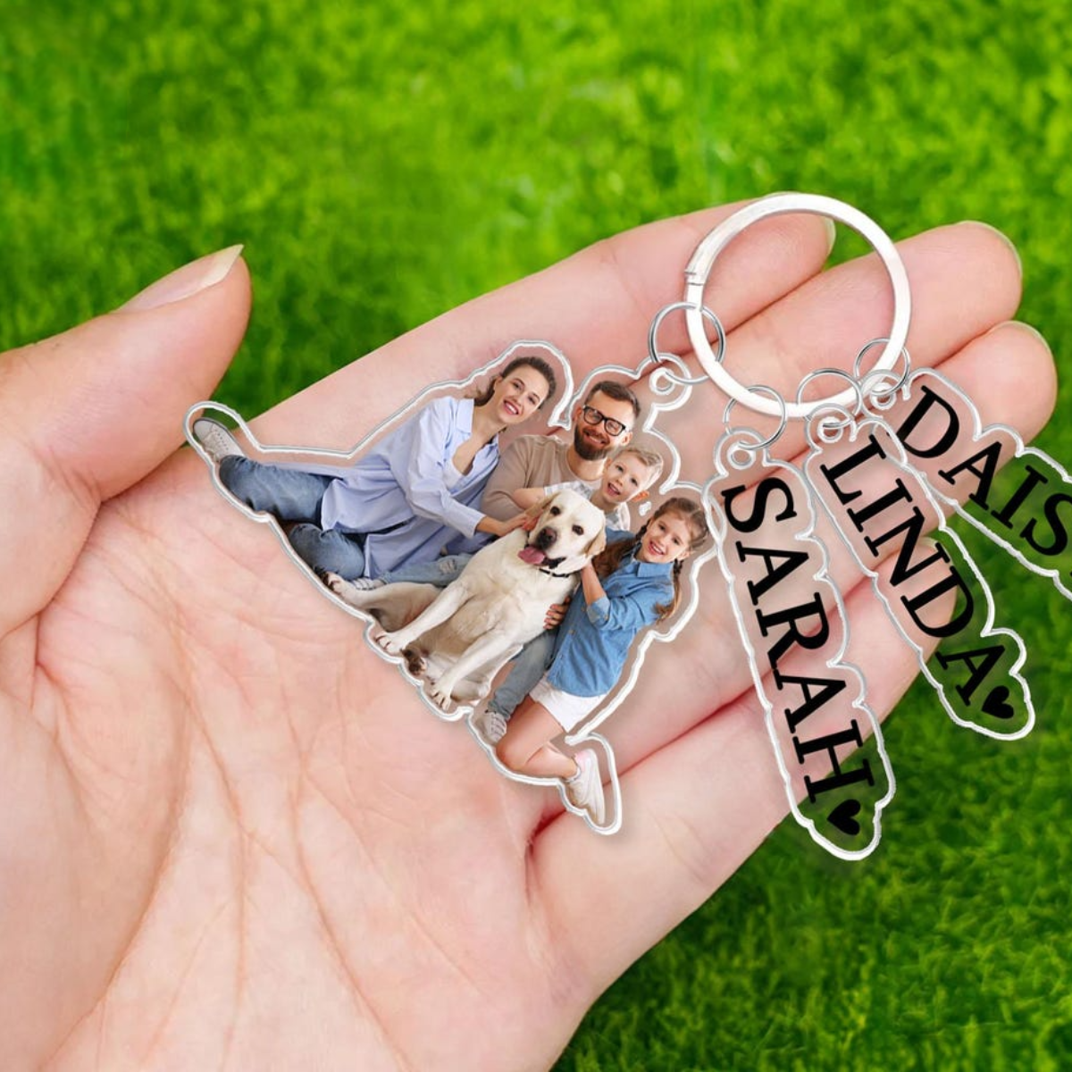 Custom Family Photo Keychain With Charm, Personalized Photo Keychain For Dad, Father's Day Gifts, Photo Keychain With Name, Gift For Husband