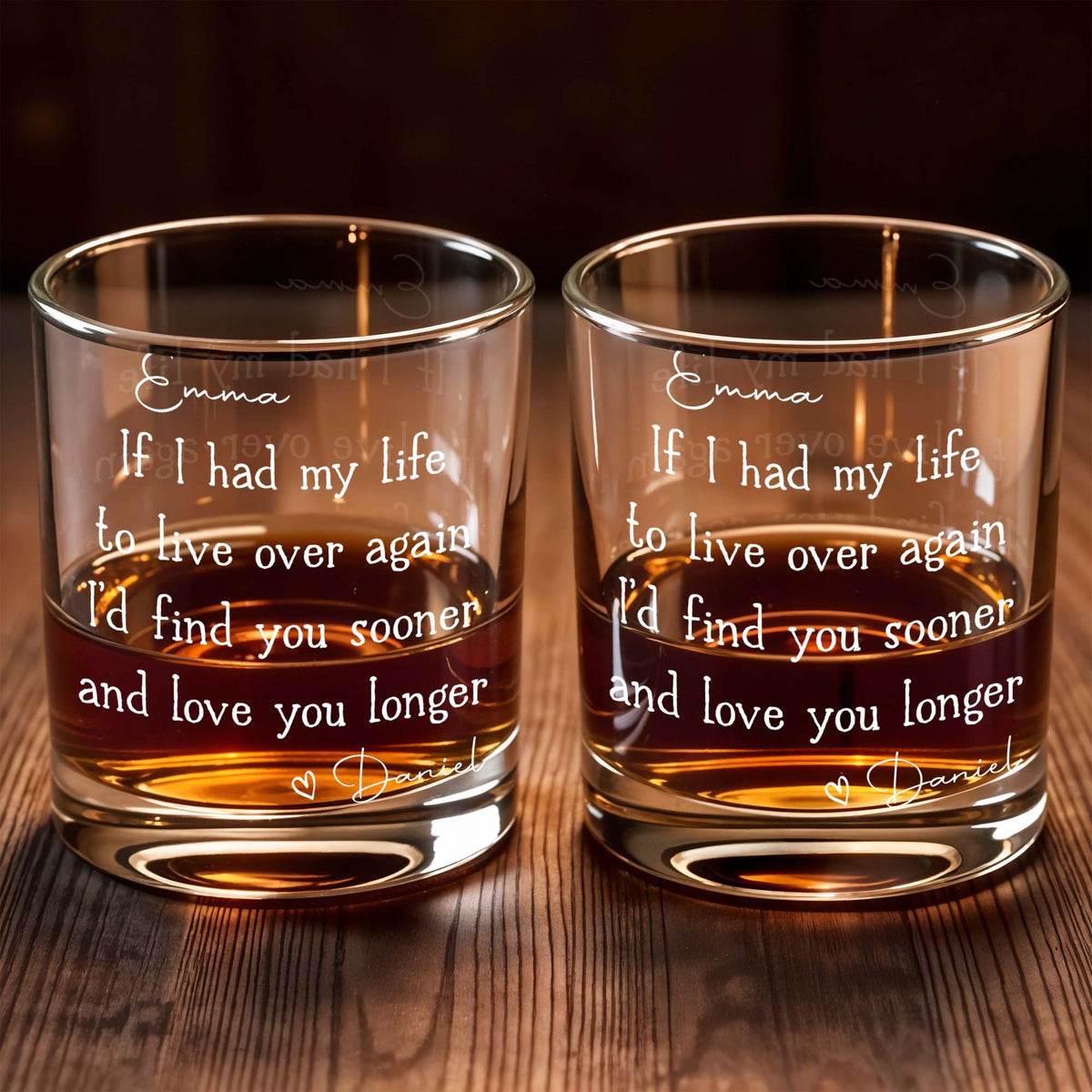 If I Had My Life To Live Over Again I'd Find You Sooner, Custom Whiskey Glass, Gift For Spouse