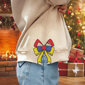 Princess Side Bow Sweatshirt Embroidery Design, Glitter Bow Christmas Embroidery, Holiday Bow Embroider