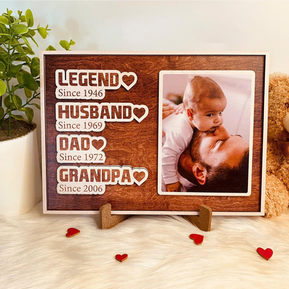 Personalized Legend Husband Dad Grandpa Sign, Wooden Sign For Papa, Custom Photo Wood Sign, Dad Sign, Father's Day 2025 Gift