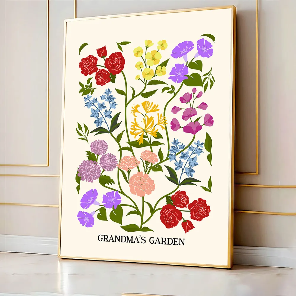 Custom Family Birth Flower Bouquet Artwork Minimalist - Personalized Canvas - Gift For Mom, Gift For Grandma, Mother's Day Gifts