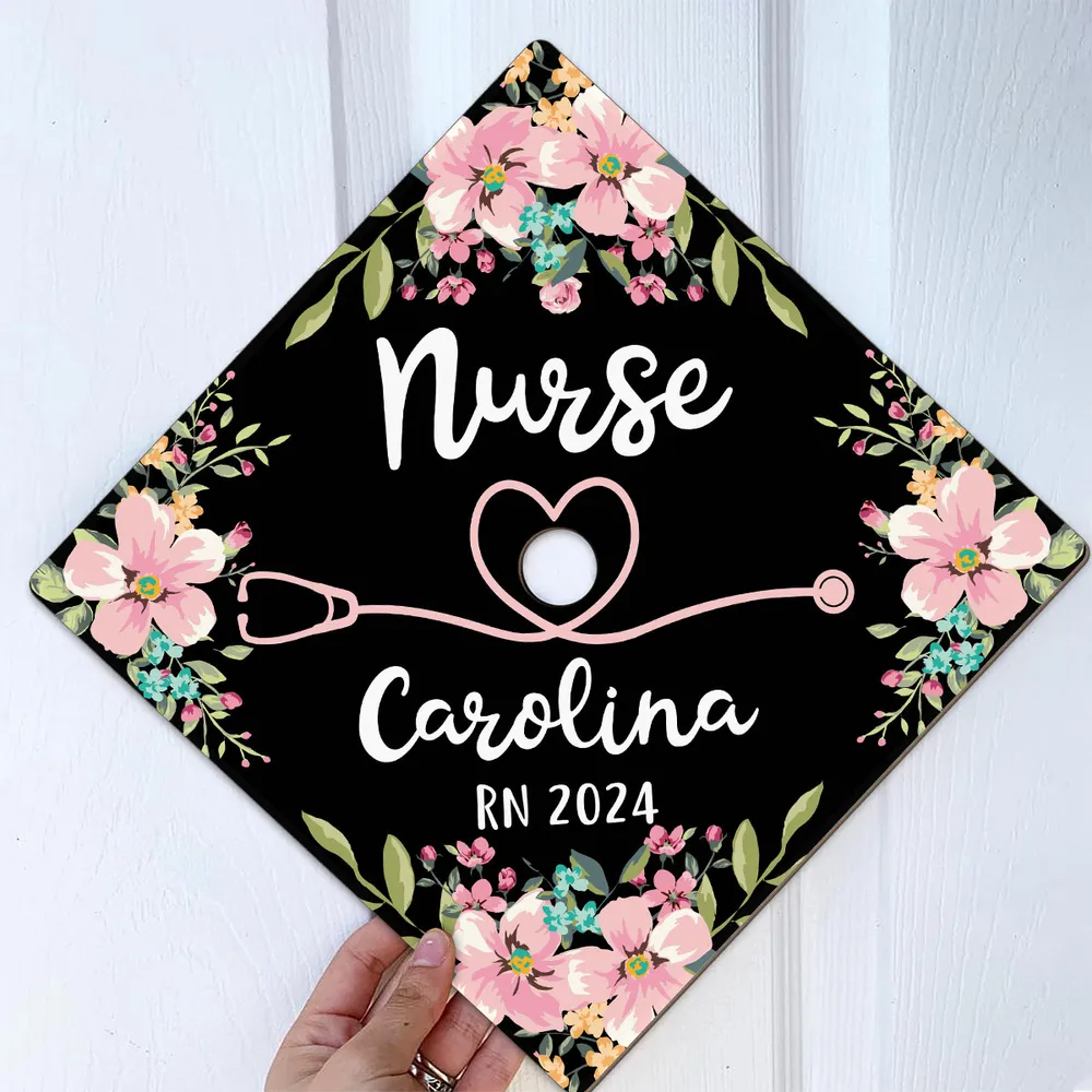 Nurse Graduation Gift Floral Theme - Personalized Graduation Cap Topper - Graduation Gift