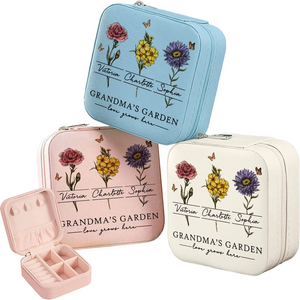 Vintage Mama's Garden Love Grows Here - Personalized Square Jewelry Box - Gift For Mom, Mother's Day, Birthday Gift