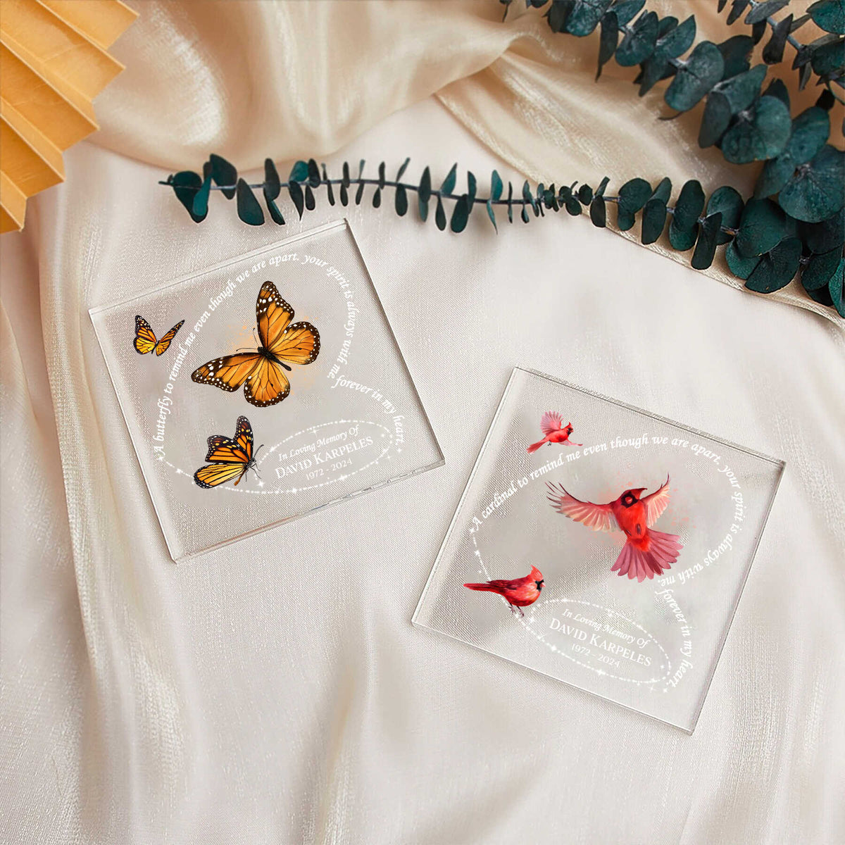 Sympathy Gift For Loss Of Mom, Butterflies Memorial Gift for Loss of Loved One, Memorial Butterfly Acrylic Block