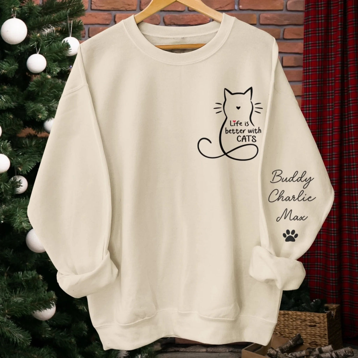 Life Is Better With Cats - Personalized Sweatshirt - Gift For Cat Lovers, Cat Owner