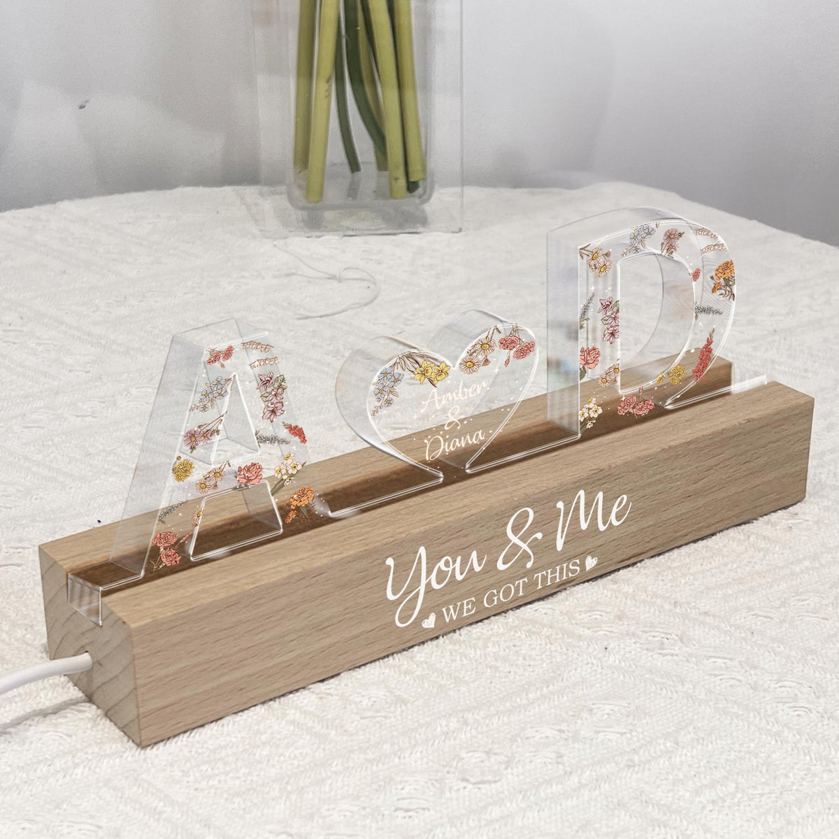 You & Me We Got This - Personalized Couple Name Led Night Light - Couple Home Decoration, Custom Letter Gift For Couple, Wedding Anniversary