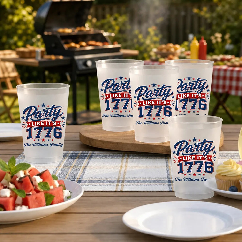 Party Like Its 1776 - Personalized Plastic Frosted Cup - 4th Of July Drinkware, 250th Anniversary Party Favor, Independence Day Gift