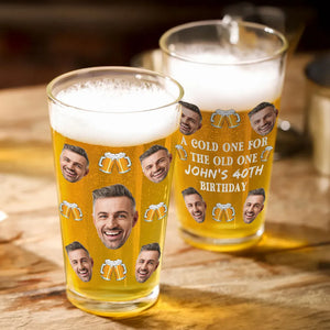 A Cold One For The Old One - Personalized Beer Glass - Birthday Party Gift
