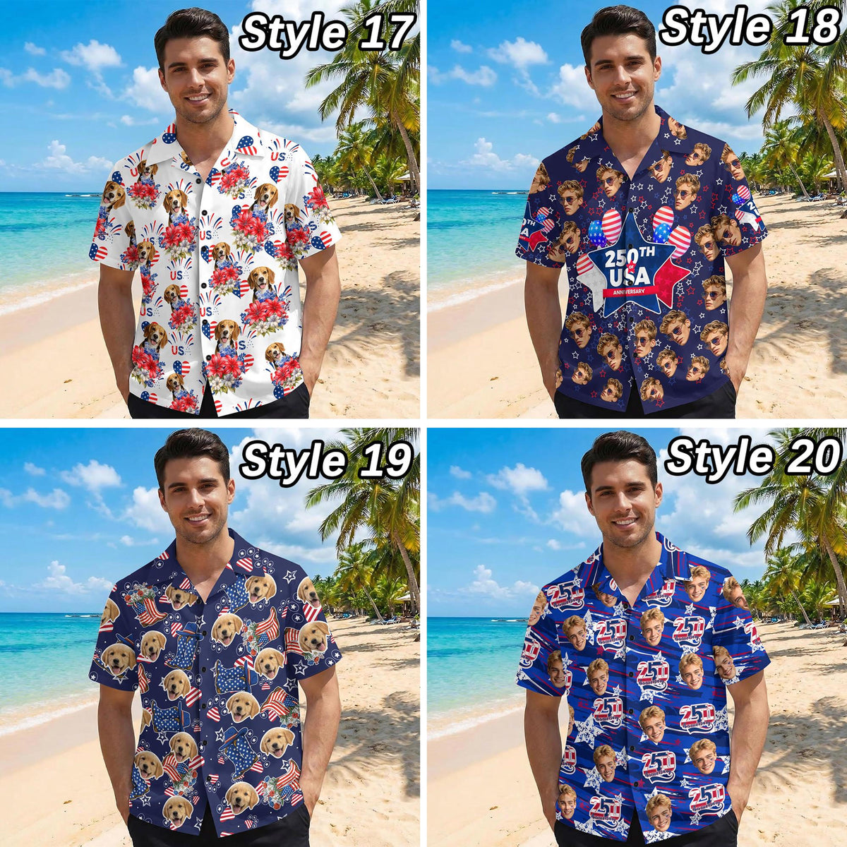 Custom Face Hawaiian Shirt: American Flag 250th Anniversary Shirt, Independence Day Gift