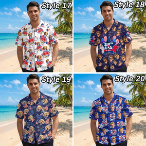Custom Face Hawaiian Shirt: American Flag 250th Anniversary Shirt, Independence Day Gift