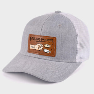 My Fur Babies Are My Real Love - Personalized Leather Label Net Hat - Gift For Dog Dad, Father's Day Gift