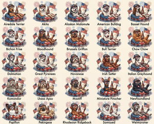 Patriotic Dogs Comfort Colors 4th of July Dog T-Shirts, 124+ Dog Breeds, Custom Available, USA Flag, Fireworks, USA 250 Shirt