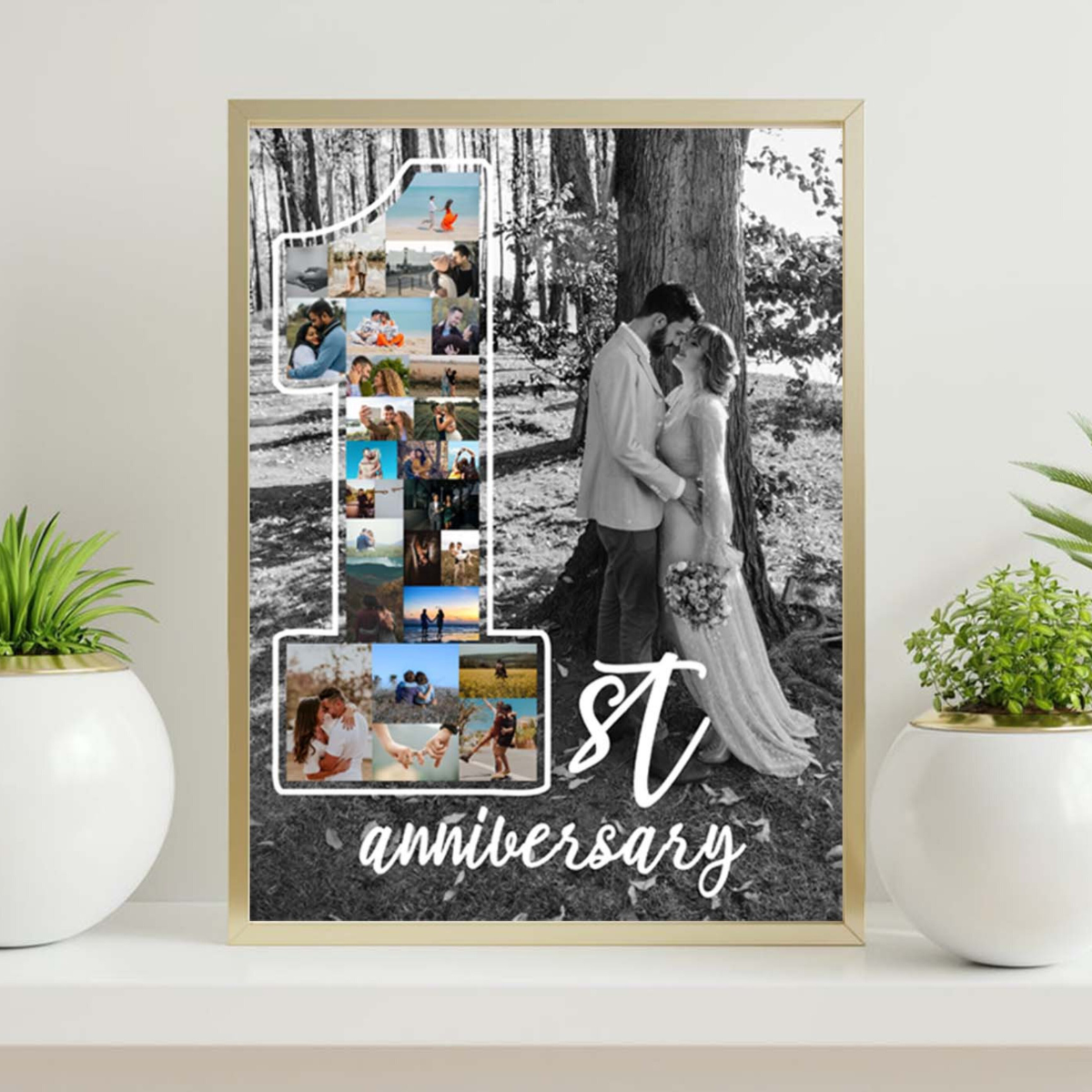 Our First Year Together Personalized Photo Collage, One Year Anniversary Gifts for Boyfriend, 1st Anniversary Gift for Husband, Gift for Him