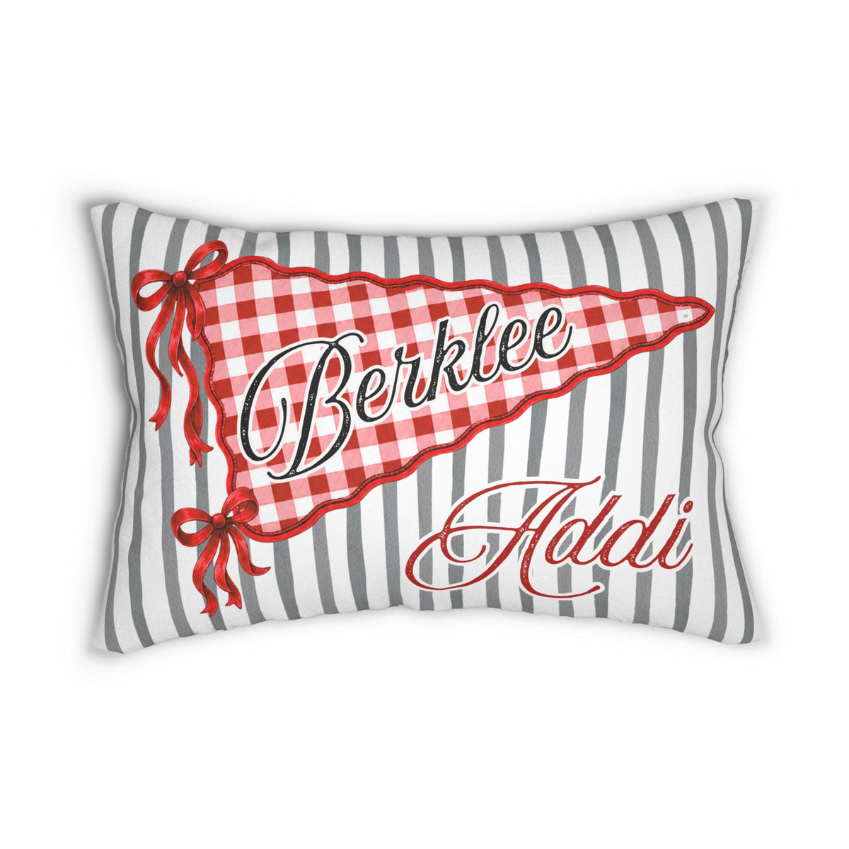 Personalized College Pillow, Custom Name Dorm Decor, Preppy Bow Pennant Pillow, Graduation Gift College Bound Gift, Custom Any School