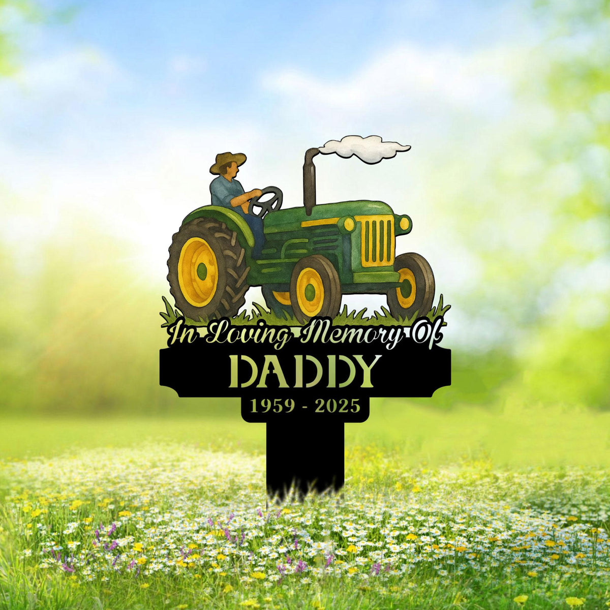 Personalized Farmer Tractor Metal Stake, Custom Tractor Memorial Sign, Farmer Memorial, Dad Loss, Tractor Metal Stake, Fathers Day Gift