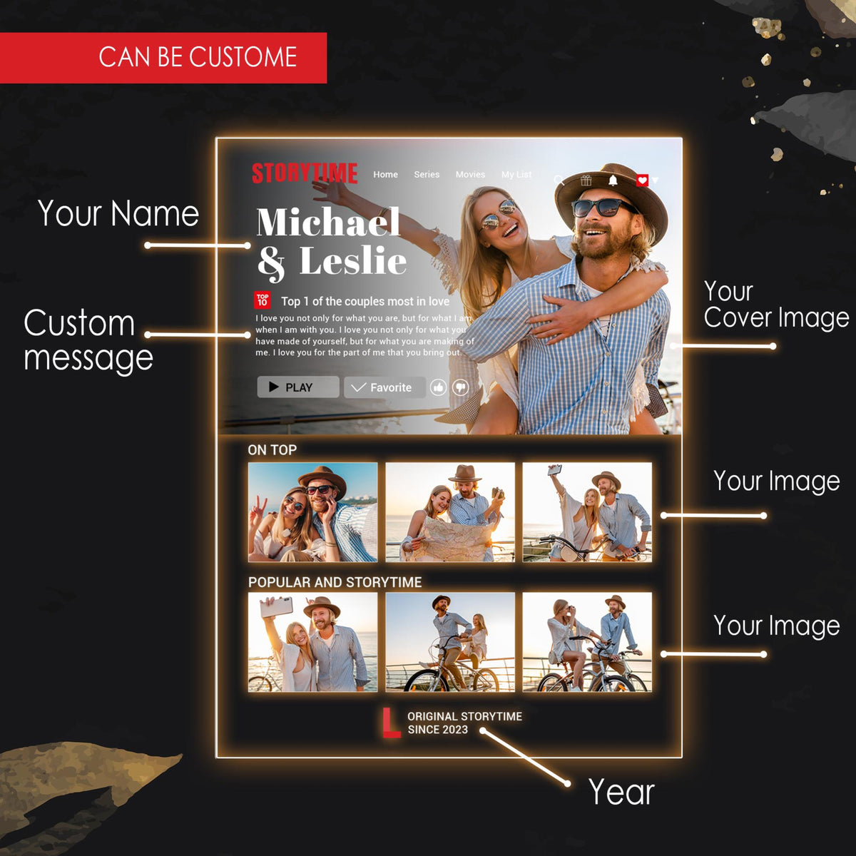 Custom Name Night Light as Valentines Day Gift, Anniversary Gifts, Engagement Gifts, Romantic Gift for Couple, Names and Date Night Lamp Gifts