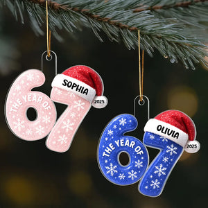 3D Glitter Effect 67 Six Seven 2025 - Personalized Acrylic Ornament - Funny Christmas Gift