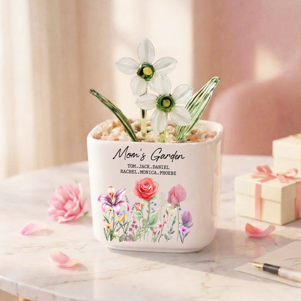 Grandma's Garden Personalized Glass Everlasting Flowers