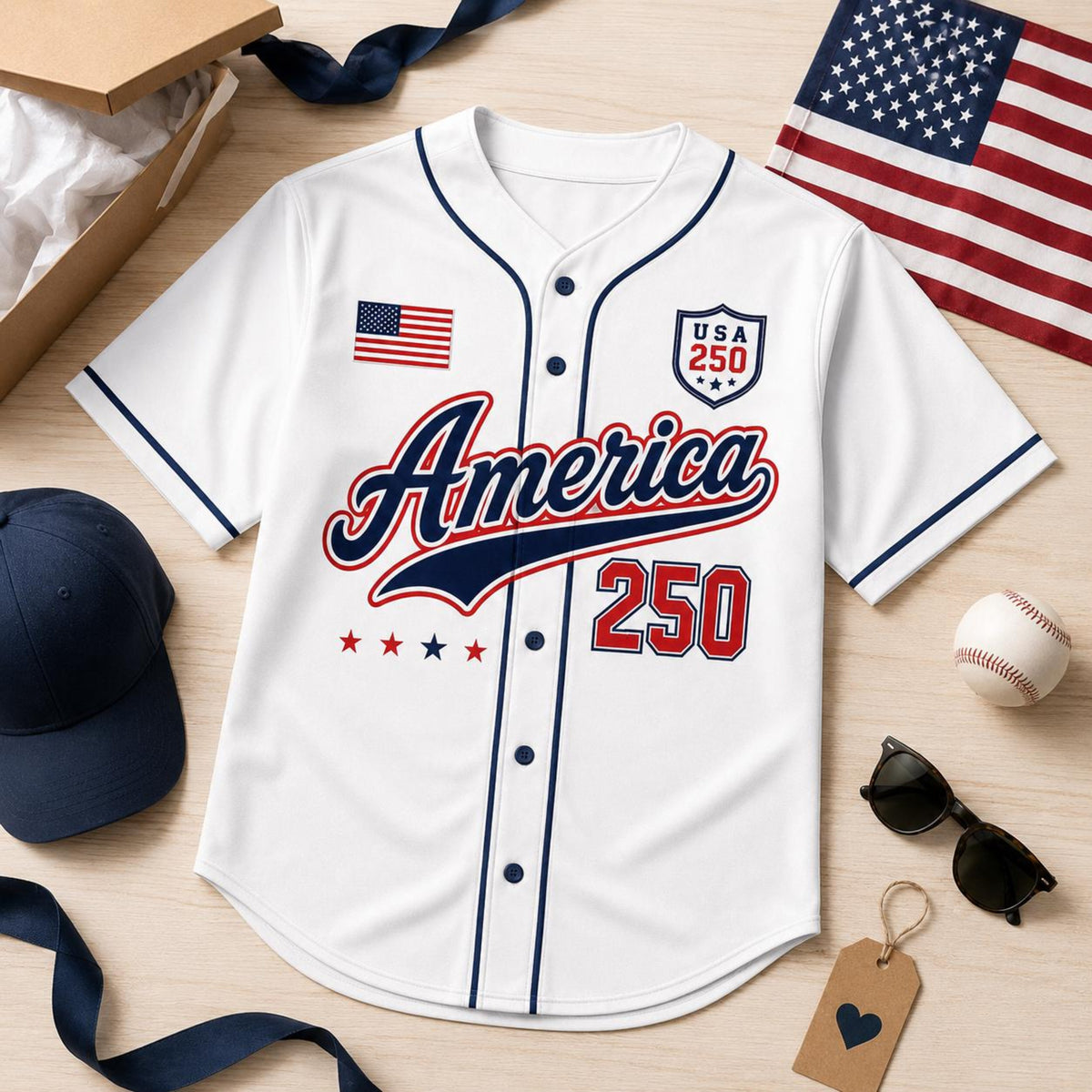 Personalized America 250 Baseball Jersey, Custom Name Number USA Jersey, 1776 Patriotic Baseball Shirt, 4th of July Gift for Men