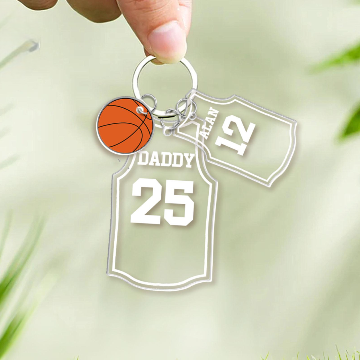 Daddy Basketball Team Keychain Gift, Father's Day Gift from Son Daughter, Personalized Keychain with Kid Names, Gift for Husband, Dad Gift