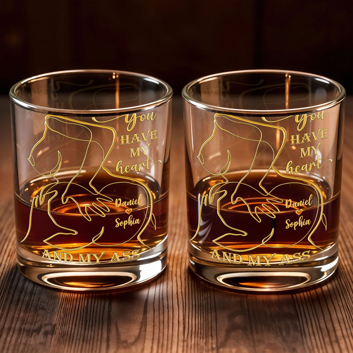 You Have My Heart - Personalized Whiskey Glass - Gift For Boyfriend, Husband, Valentine's Day Gift
