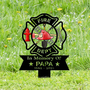 Custom Firefighter Memorial Stake, Custom Metal Grave Marker, Fireman Remembrance Sign, Sympathy Gift, Outdoor Yard Decor