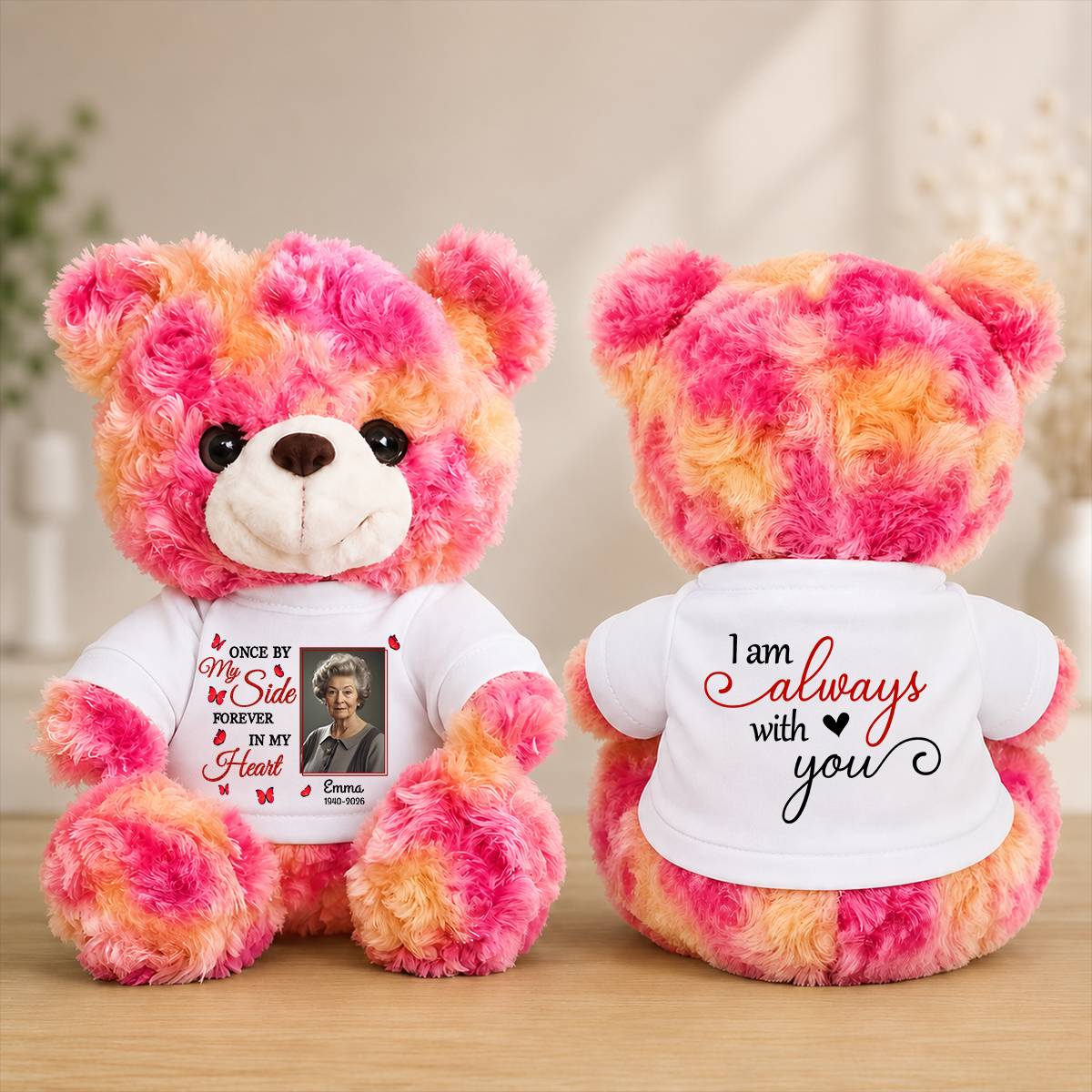 Once By My Side Forever In My Heart Memorial Sympathy Remembrance - Personalized Teddy Bear