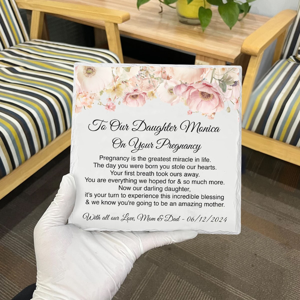 To our Daughter On Her Pregnancy - Personalized Stone - Gift For Daughter, Gift For New Mom, Mother's Day Gift