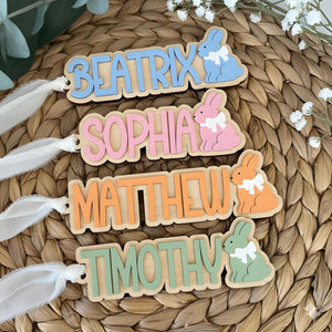 Easter Basket Name Tag, Laser cut 3D, Custom Engraved Bunny Tag, Personalized Name Tag, Easter Basket Name, Easter Gift, Name Tag, Spring