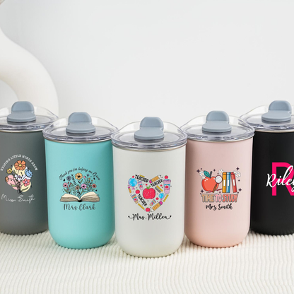 Personalised Teacher Tumbler with Name, Custom Wine Cup, Insulated Travel Mug, Iced Coffee Cup, Thank You Gift, Teacher Appreciation Gift