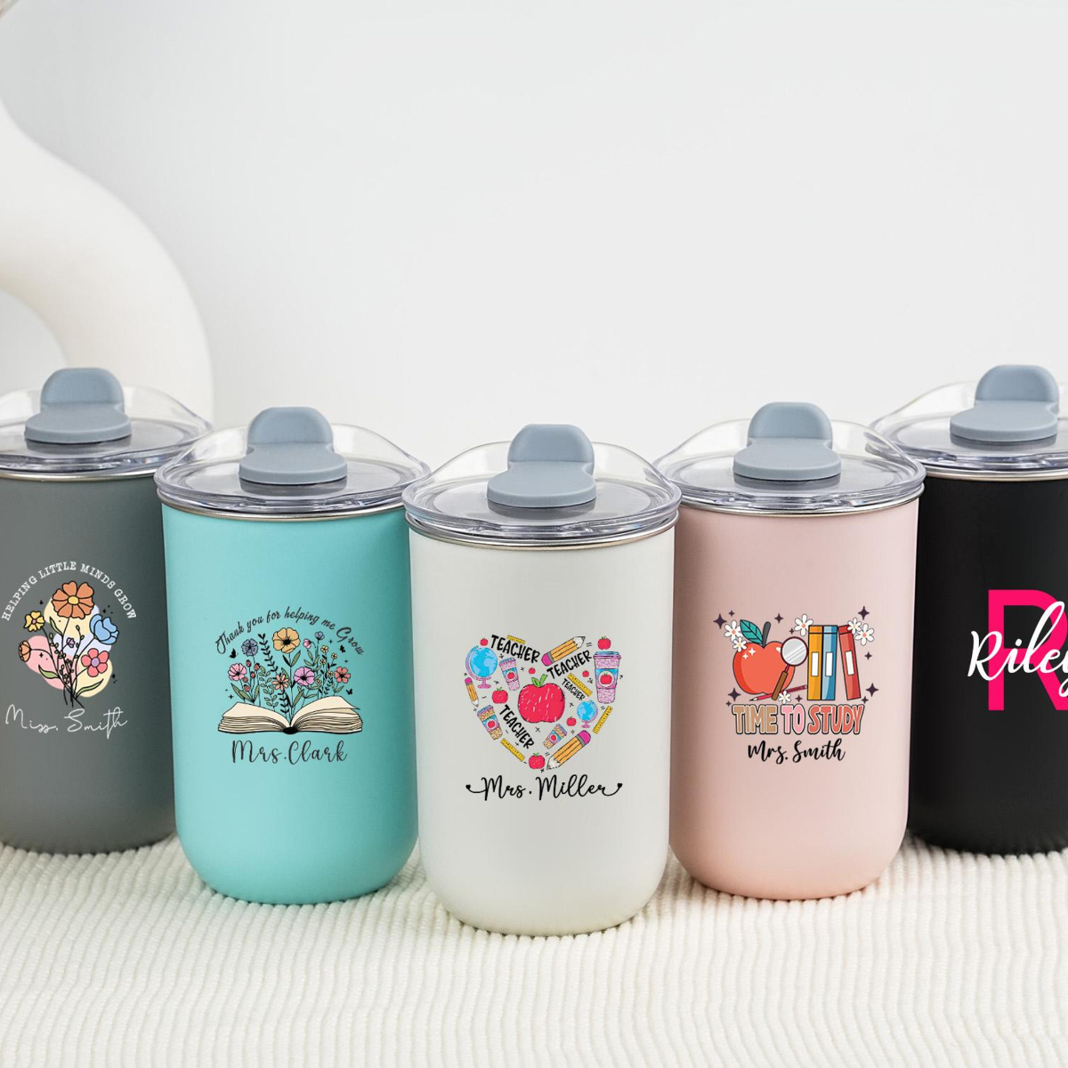 Personalised Teacher Tumbler with Name, Custom Wine Cup, Insulated Travel Mug, Iced Coffee Cup, Thank You Gift, Teacher Appreciation Gift