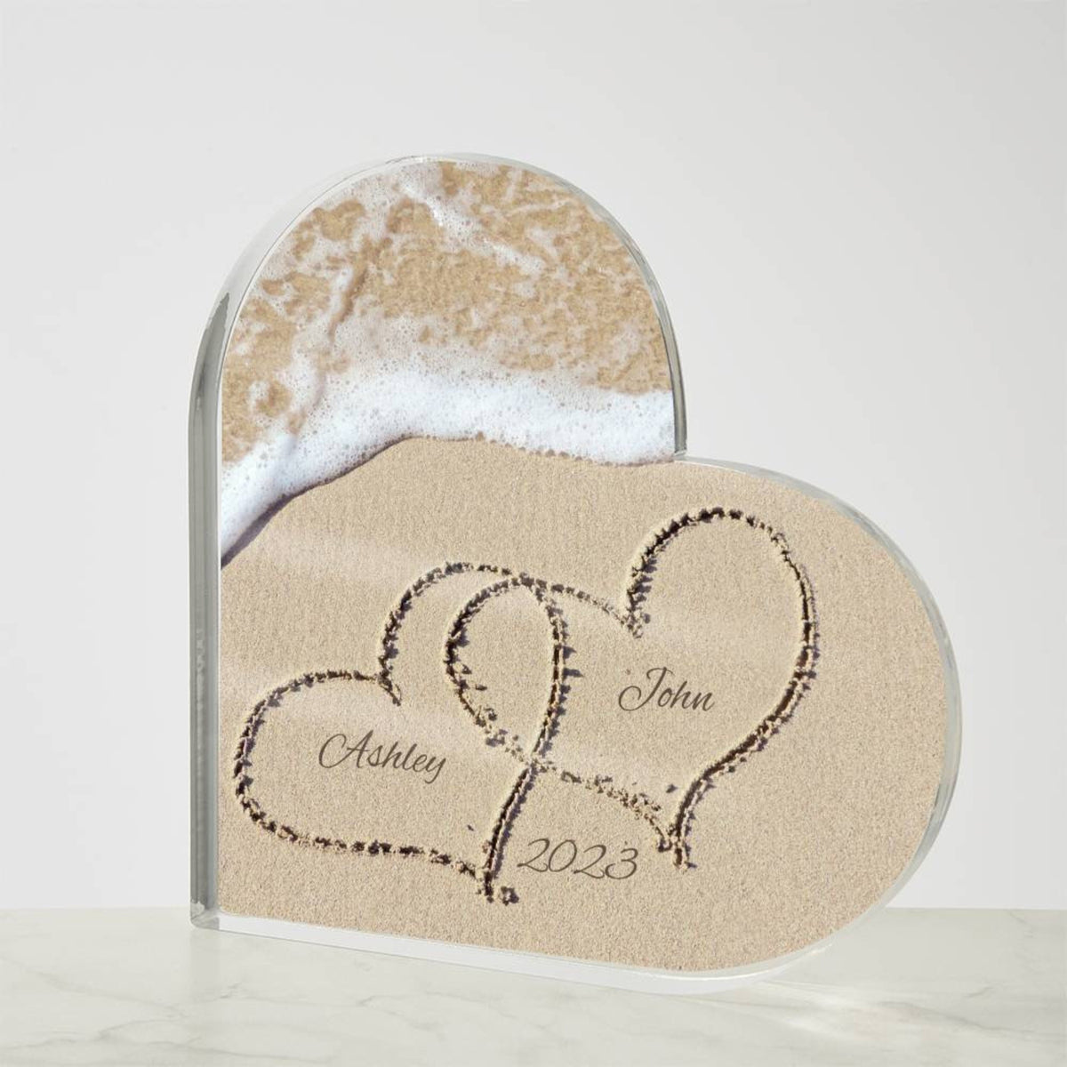 Name in the Sand, Beach Art, Beach Valentine, Beach Wedding Gift, Heart Plaque, Wedding Keepsake, Couple Gift