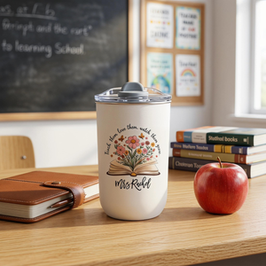 Personalised Teacher Tumbler with Name, Custom Wine Cup, Insulated Travel Mug, Iced Coffee Cup, Thank You Gift, Teacher Appreciation Gift