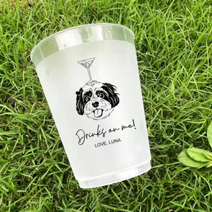 Custom Wedding Frosted Cups, Wedding Reception Favors, Modern Wedding Decor, Minimalist Wedding, Engagement Party, Wedding Monogram Cups