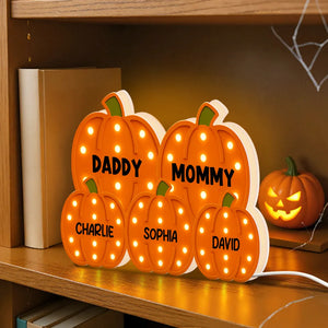 Family With Little Pumpkins - Personalized Acrylic Light Box - Gift For Mom, Grandma, Fall Season Home Decor
