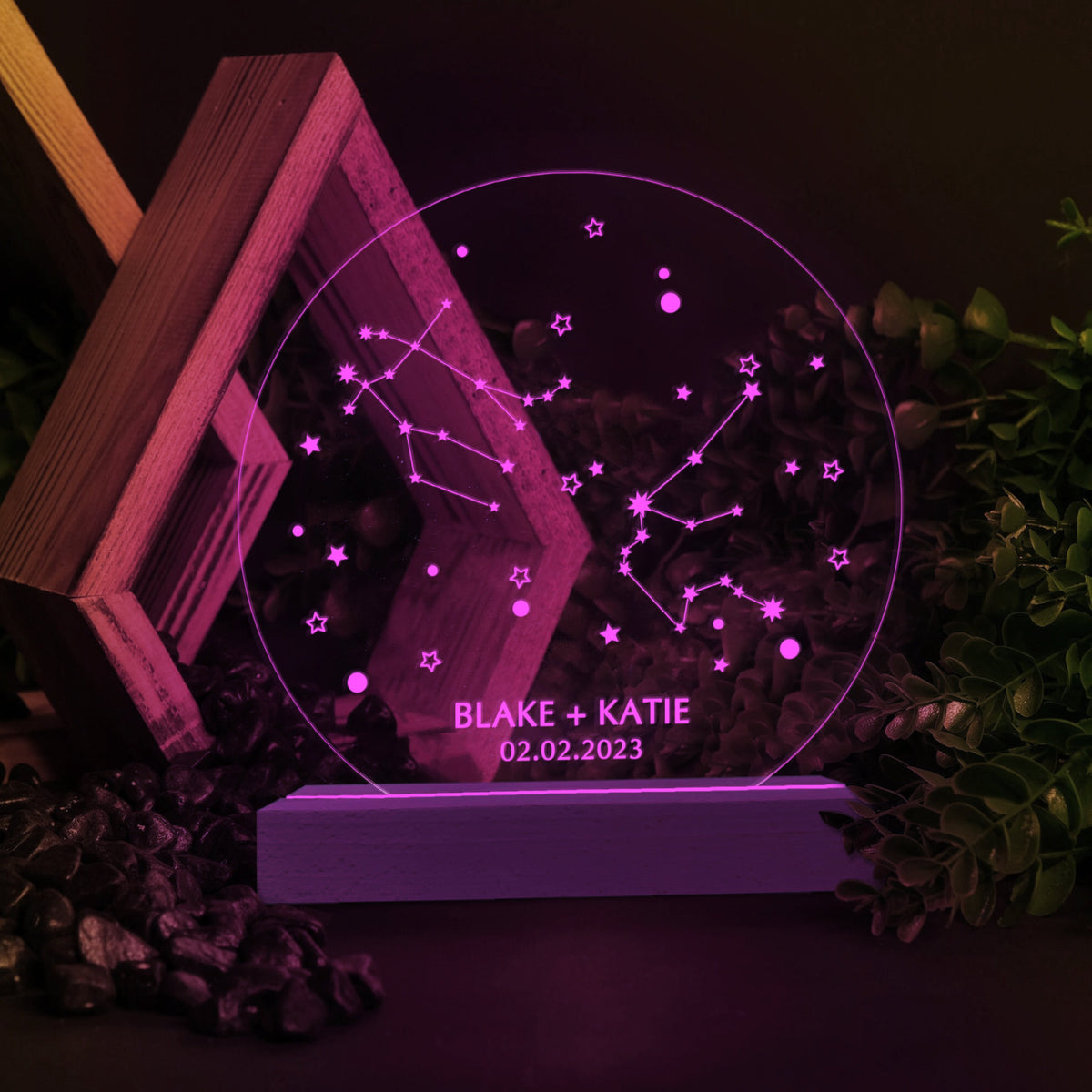 Custom Zodiac Led Light, Valentines Day Gift, Zodiac Night Light, Custom Couples Plaque, Our First Date, Anniversary Plaque, Valentines Gift