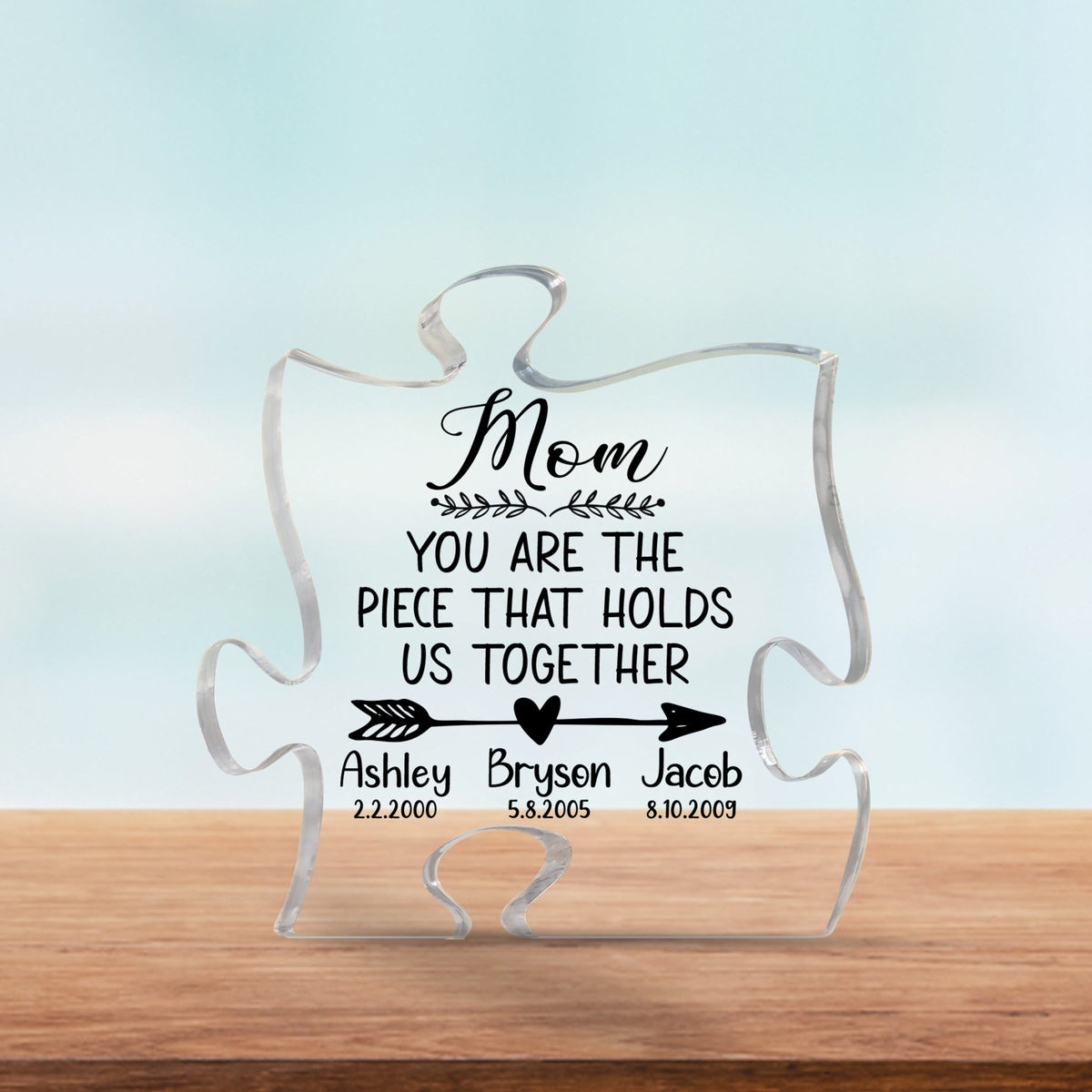 Personalized Acrylic Puzzle, You Are The Piece That Holds Us Together, Custom Kid Name, Mother's Day Gift, Unique Gift, Gift For Mom
